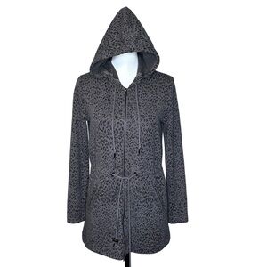 Kate Hill Women’s Petite Leopard Print Drawstring Anorak/Jacket Gray - Sz‎ PXS